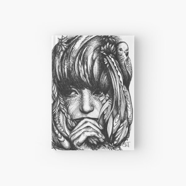 Adelina - portrait in ink Hardcover Journal