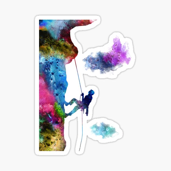 Rock climbing extreme sport man, climbing man, climber Sticker