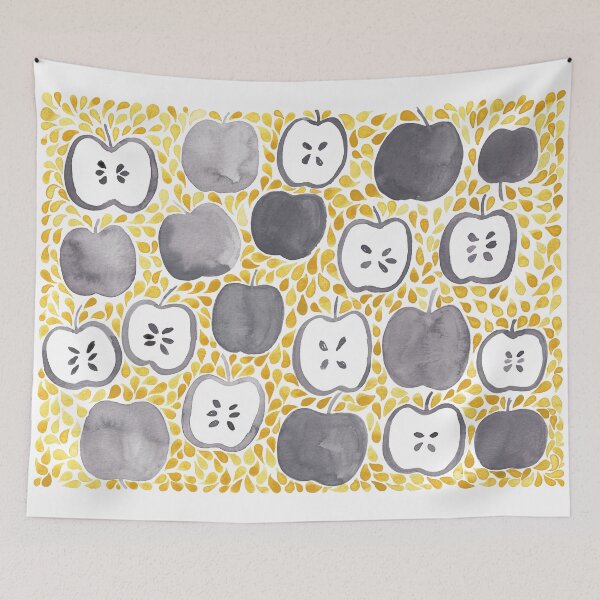 Item preview, Watercolour Apples | Mustard and Grey Palette designed and sold by RebeccaFlaherty.
