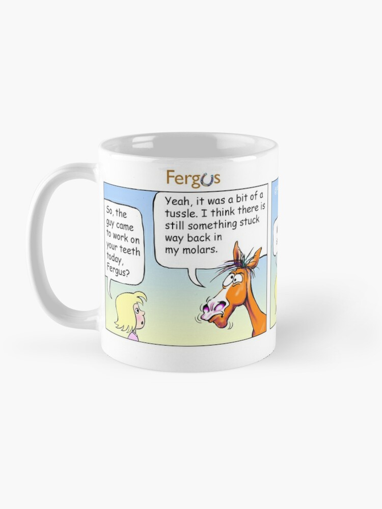 Alternate view of Fergus the Horse: "Floating Teeth" Comic Strip Coffee Mug