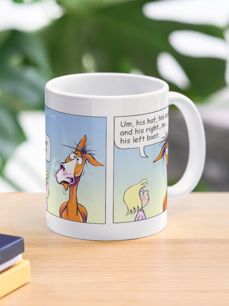 Thumbnail 1 of 6, Coffee Mug, Fergus the Horse: "Floating Teeth" Comic Strip designed and sold by JeanAbernethy.
