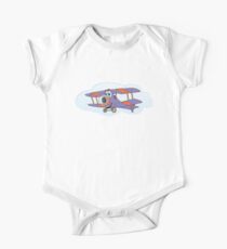 Purple Biplane Cartoon One Piece - Short Sleeve