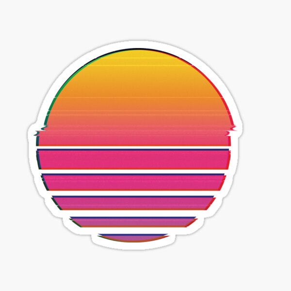 Vaporwave Outrun 80s Retro Glitched Vhs Sun Sticker By Theelo