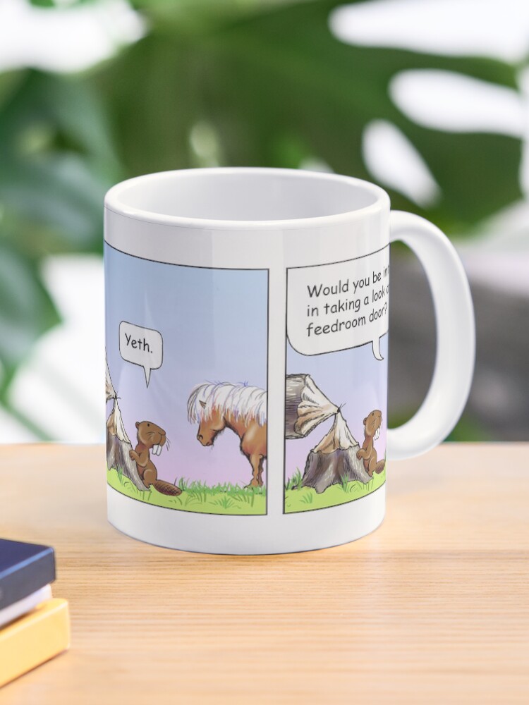 Thumbnail 1 of 6, Coffee Mug, Fergus the Horse: "Beaver" Comic Strip designed and sold by JeanAbernethy.