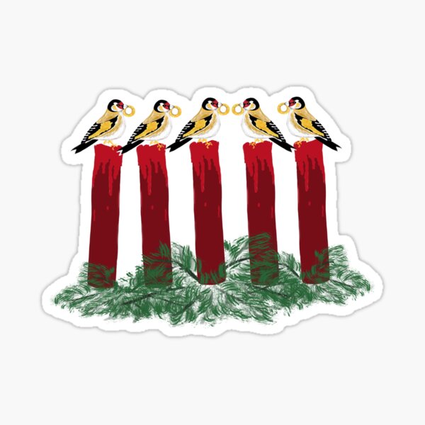 12 Days of Christmas 5 Gold Rings Sticker