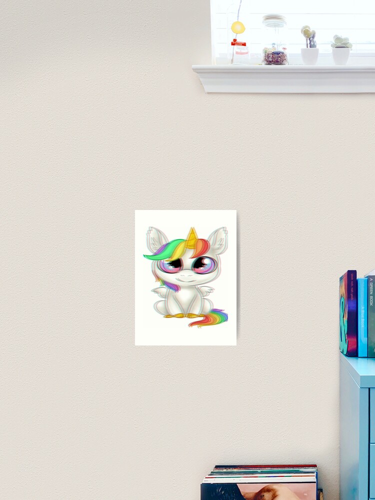 cute unicorn big eyes 3d trippy awesome kids gift ideas art print by 343g redbubble