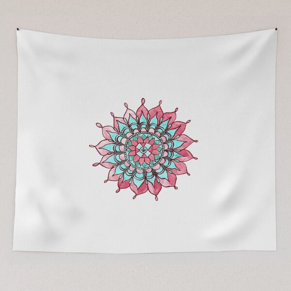 Item preview, Pink and Turquoise Mandala Watercolor Painting designed and sold by DeLislesRT.
