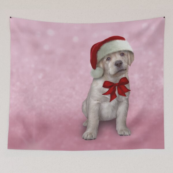 Item preview, Drawing dog, puppy Labrador in red hat of Santa Claus  designed and sold by bonidog.