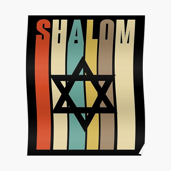 Vintage Jewish Shalom Silhouette With Star Of David Poster