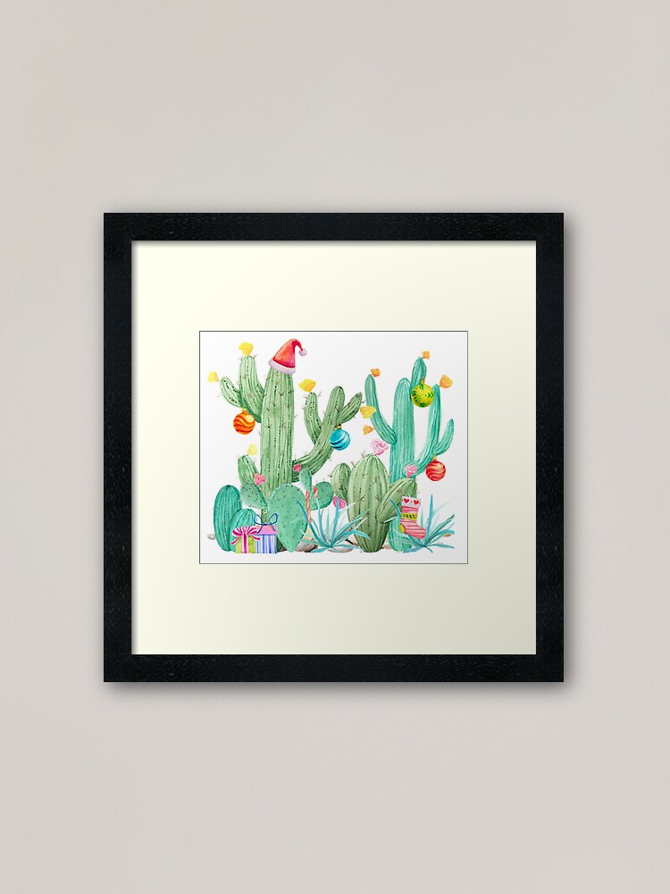 Christmas Holiday Cactus Southwest Desert Garden Framed Art Print By Colorflowart Redbubble