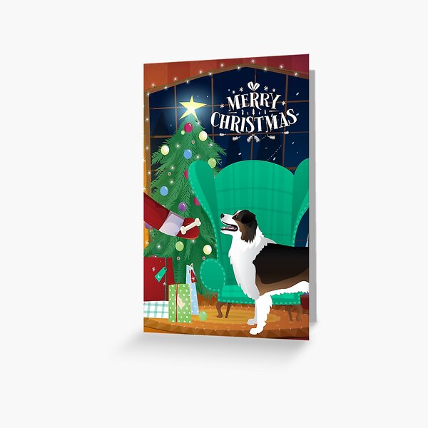 Australian Shepherd Santa's Gift Christmas Card Greeting Card