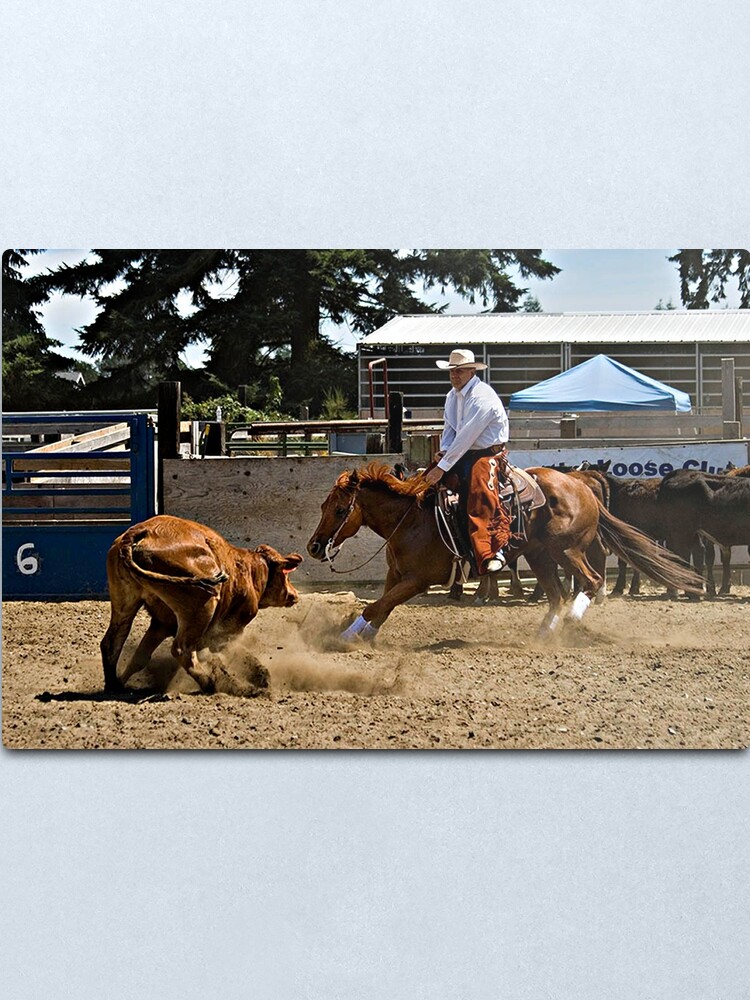 Alternate view of The Cuttin Horse Metal Print