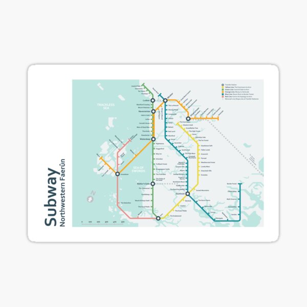 Subway Map - Northwestern Faerûn Sticker