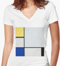 Camiseta entallada de cuello en V Piet Mondrian, Arte Abstracto, Famoso Europeo