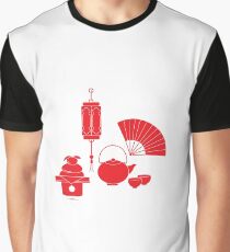 Chinese lantern, kettle, cups, fan, kagami mochi. Graphic T-Shirt