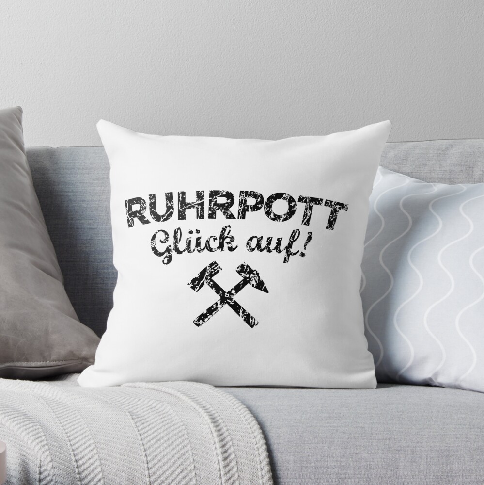 "Ruhrpott Glück auf! (Vintage Schwarz)" Dekokissen von