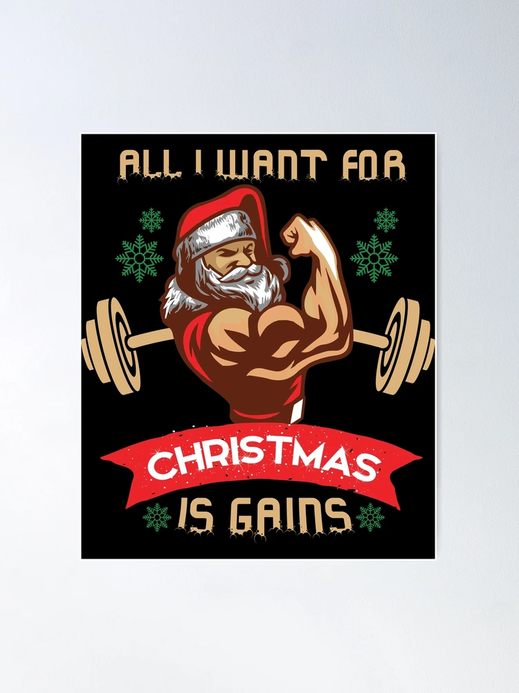 All I Want For Christmas if Gains Funny PitBull Dog Bodybuilding Fitness  Gift - All I Want For Christmas Is Gains - Sticker