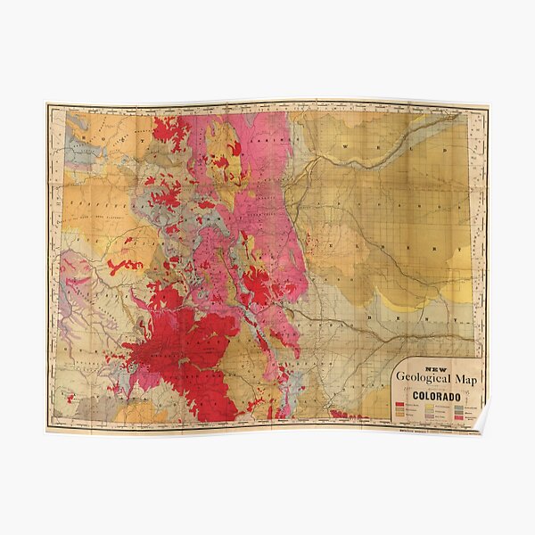 Vintage Geological Map of Colorado (1879) Poster