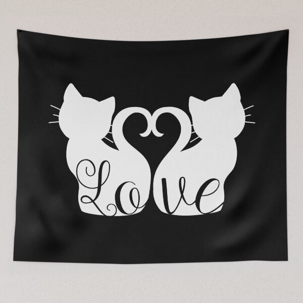 Item preview, Love Heart Tails Cat Silhouette designed and sold by umeimages.