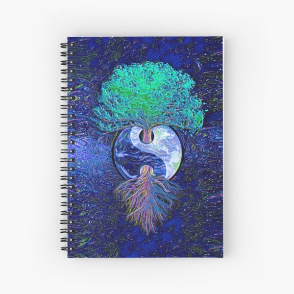 Tree of Life Yin Yang Earth in Space Spiral Notebook