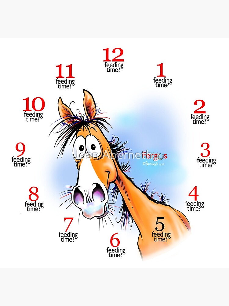 Fergus the Horse: "Feeding Time" Clock by JeanAbernethy