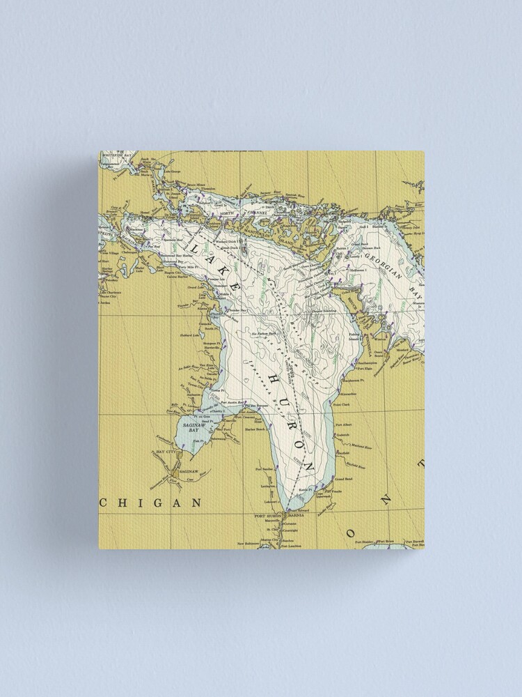 Alternate view of Lake Huron Map (1979) Canvas Print