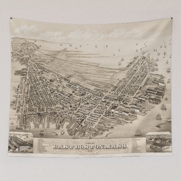 Item preview, Vintage Pictorial Map of East Boston (1879) designed and sold by BravuraMedia.