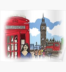 UK England London illustration Poster