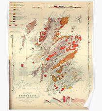 Vintage geologische Karte von Schottland (1865) Poster