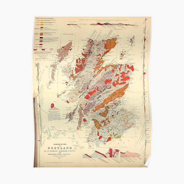 Vintage Scotland Geological Map (1865) Poster