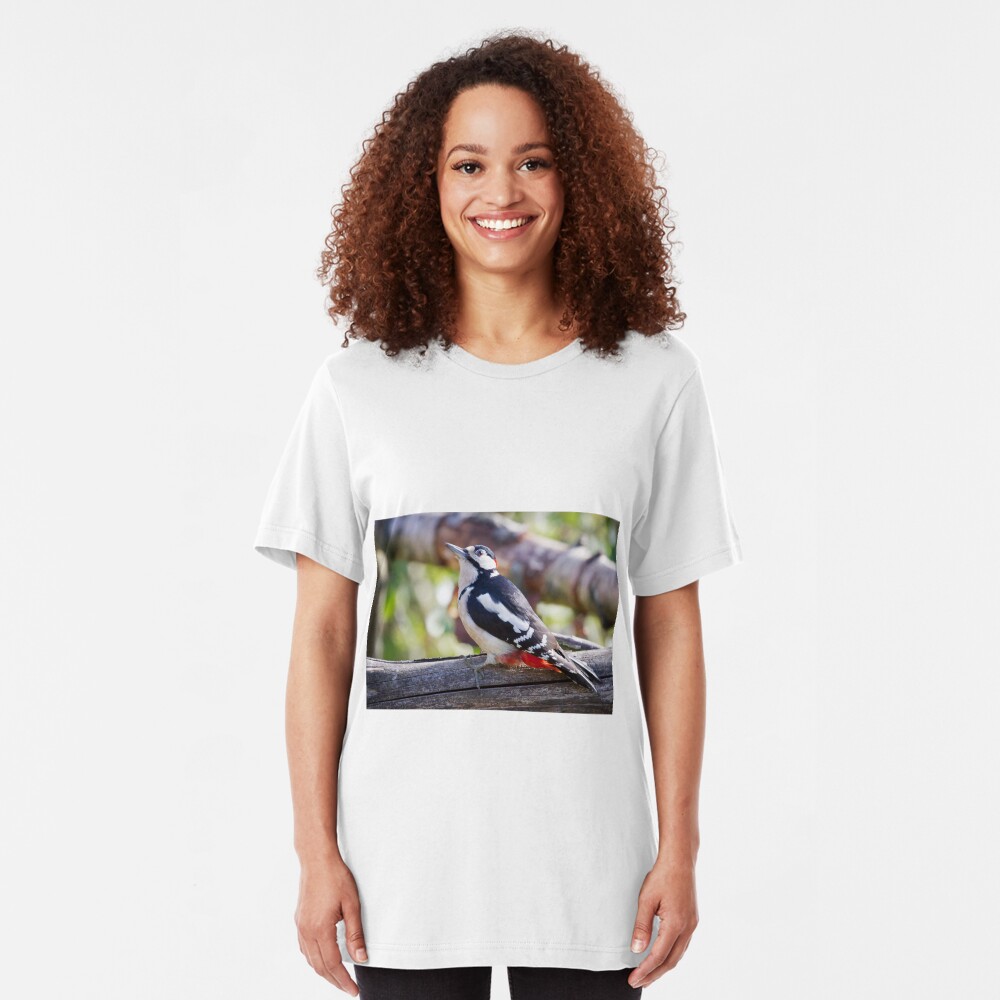Great Spotted Woodpecker (Dendrocopos major) Slim Fit T-Shirt
