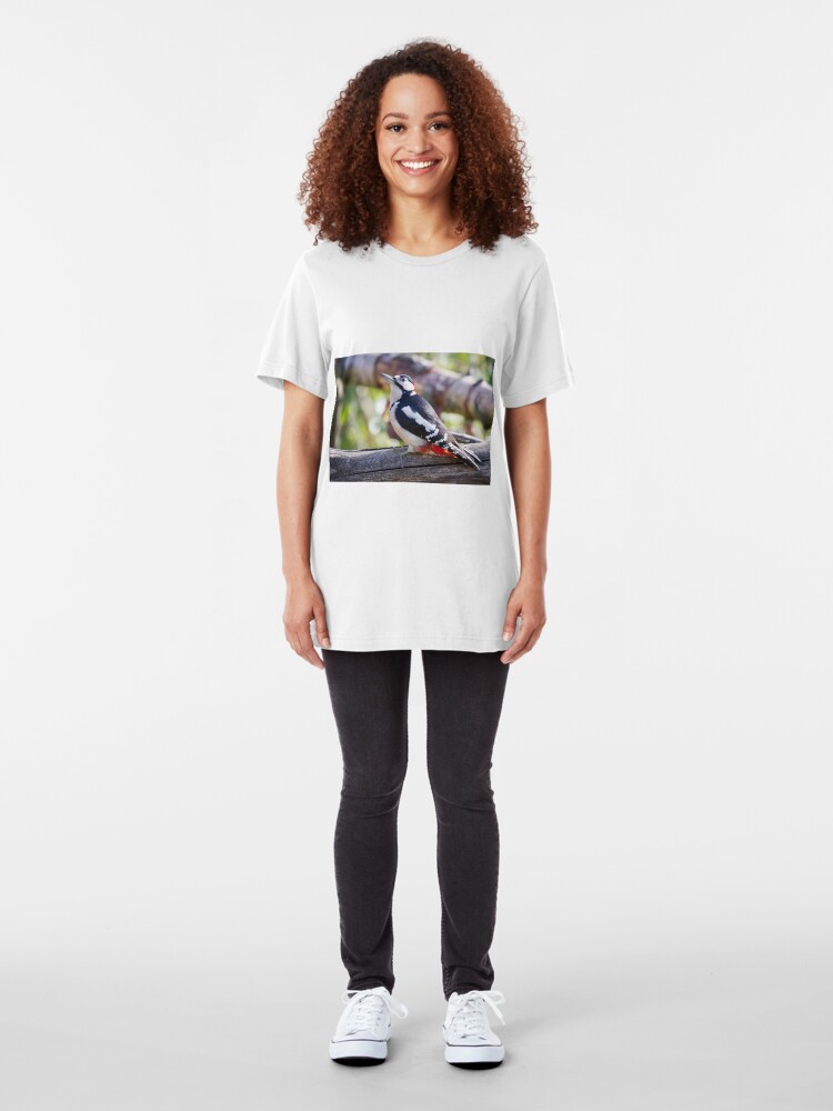 Alternate view of Great Spotted Woodpecker (Dendrocopos major) Slim Fit T-Shirt