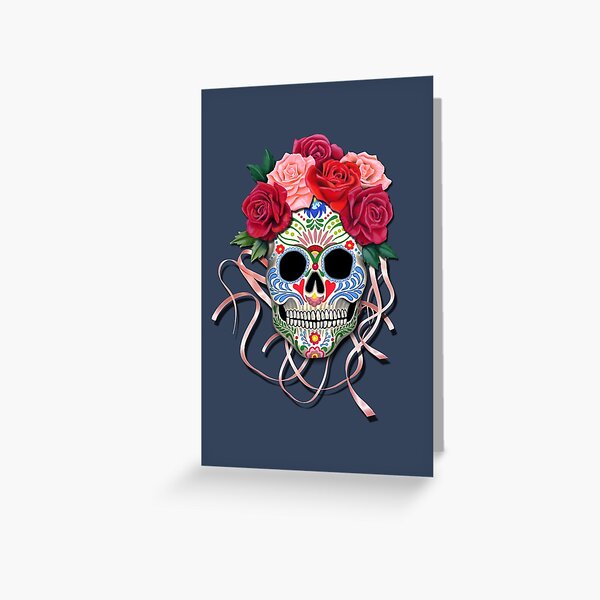 Item preview, Mexican Roses Skull with Ribbons designed and sold by Colette van der Wal.