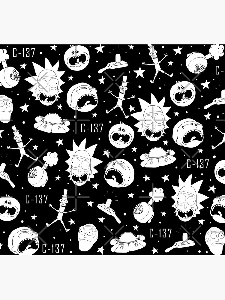 Black and white Rick and Morty pattern by ValentinaHramov