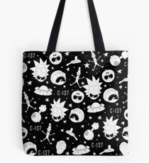 Black and white Rick and Morty pattern Tote Bag