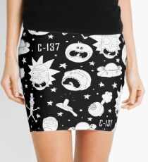 Black and white Rick and Morty pattern Mini Skirt