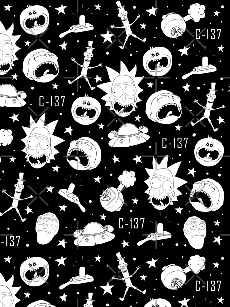 Black and white Rick and Morty pattern by ValentinaHramov