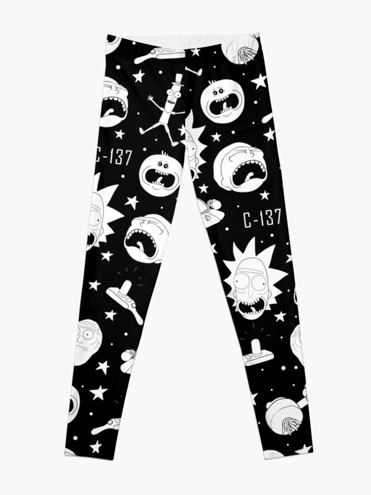 Alternate view of Black and white Rick and Morty pattern Leggings