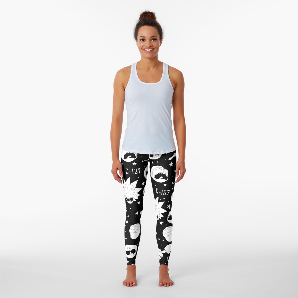 Black and white Rick and Morty pattern Leggings