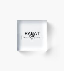 Rabat Morocco with World Map Coordinates GPS Acrylic Block