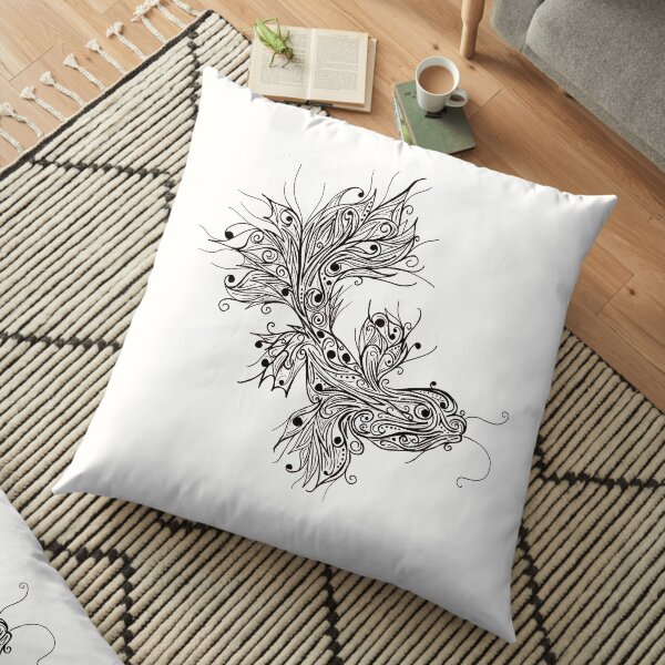 Abstract Mudskipper Fish Lineart Floor Pillow