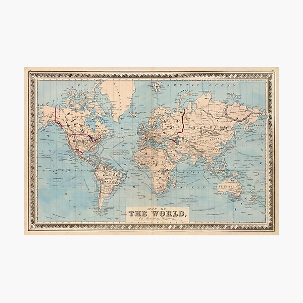 Item preview, Vintage Map of The World (1876) designed and sold by BravuraMedia.