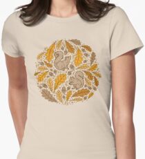 Chêne et écureuils | Palette de jaunes d'automne T-shirt col V femme