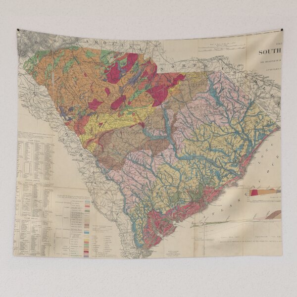 Item preview, Vintage Geological Map of South Carolina (1883) designed and sold by BravuraMedia.
