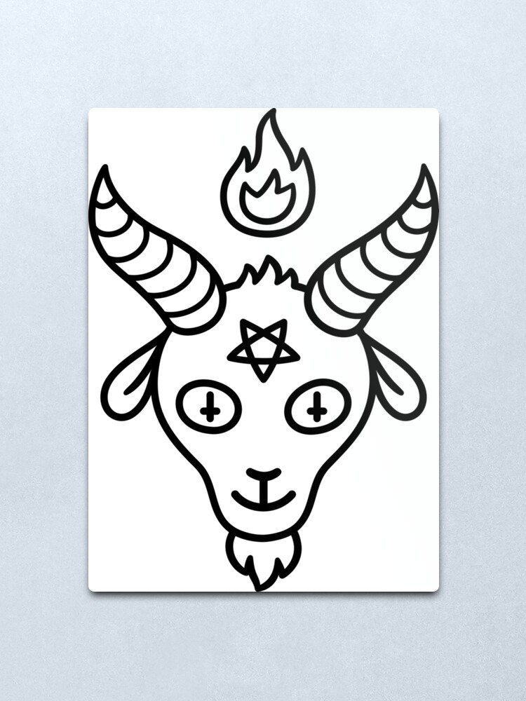 Lámina metálica «Dibujos animados lindo Baphomet, símbolo satánico» de  irmirx | Redbubble