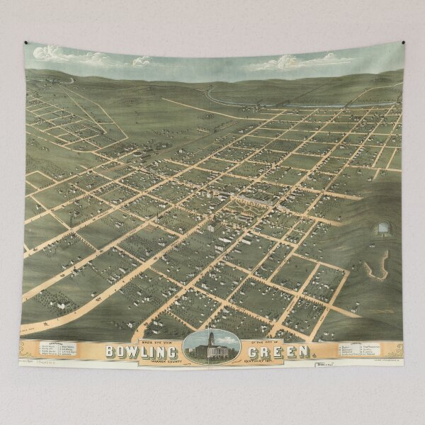 Item preview, Vintage Pictorial Map of Bowling Green KY (1871) designed and sold by BravuraMedia.