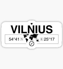 Vilnius with World Map Coordinates GPS Sticker