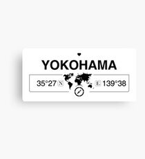 Yokohama Kanagawa with World Map Coordinates GPS Canvas Print