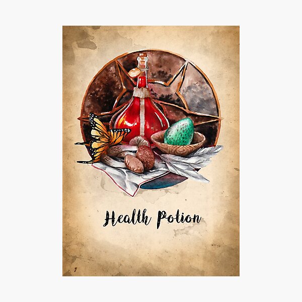 Item preview, Health Potion and ingredients designed and sold by Hellodalice.