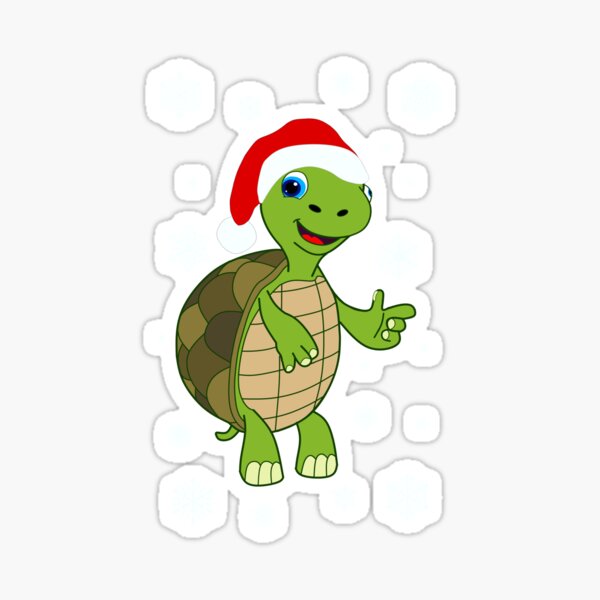 Weihnachten Schildkröte Santa Turtle Illustration Sticker
